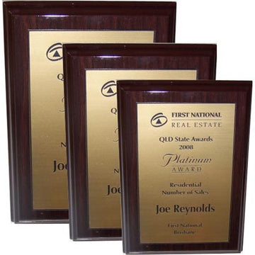 PLQ175RG Walnut Gold Timber Plaque